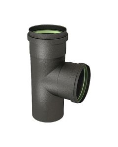 Zwart geemaileerd T-stuk rond 80mm