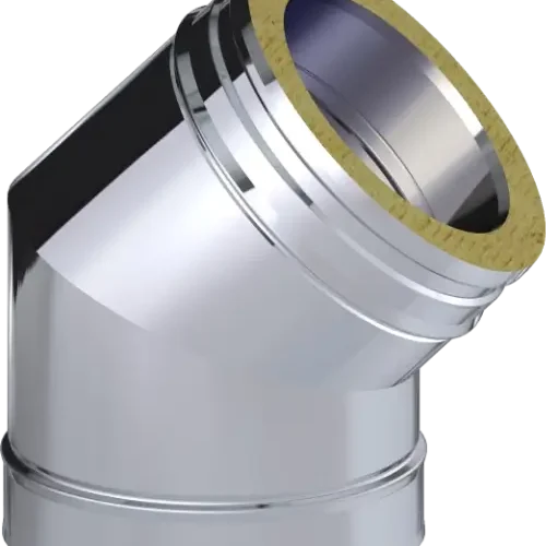 Dinak dubbelwandig RVS 45 graden bocht 80mm