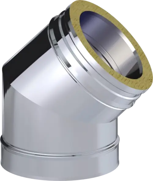 Dinak dubbelwandig RVS 45 graden bocht 80mm