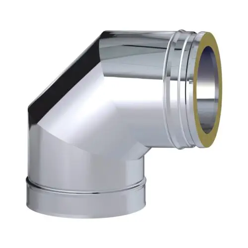 Dinak dubbelwandig RVS 90 graden bocht 80mm